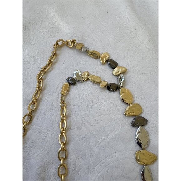 Chicos Silver & Gold Tone 20" Long Rope Tassel Link Chain Statement Necklace NEW - Picture 8 of 16